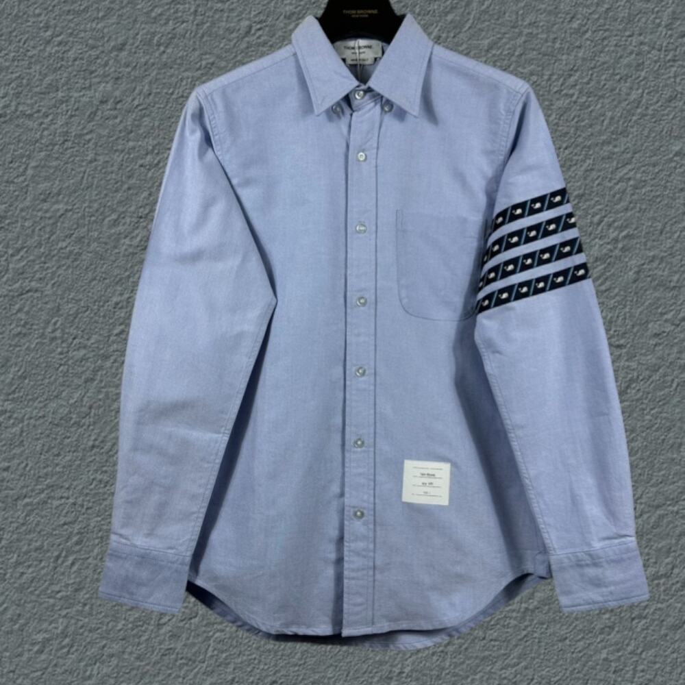 Men's Blue Long Sleeve Shirt Thom Browne